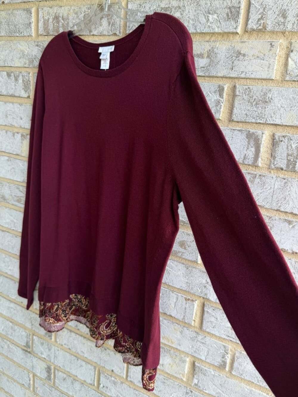 J. Jill NWT Cotton Blend Long Sleeve Round Neck Burgundy Pullover Sweater Size L - Picture 6 of 8
